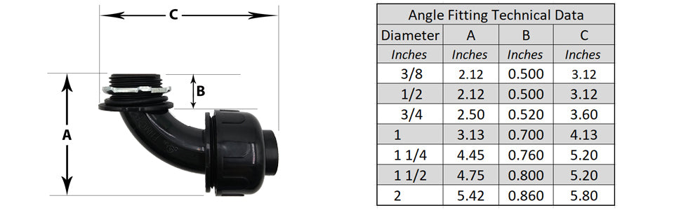 Non-Metallic Nylon Electrical Liquid Tight Conduit 90º Angle Fittings - UL Rated
