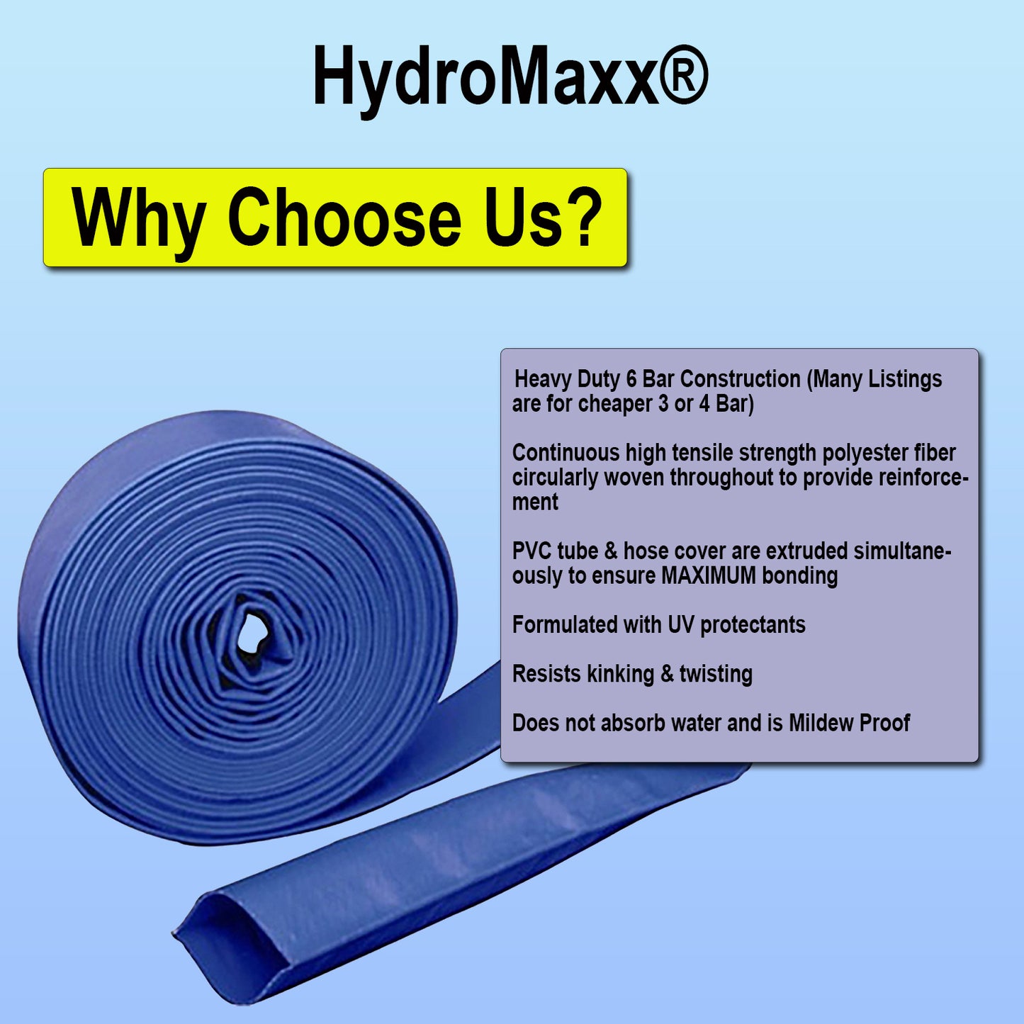 HydroMaxx® 6 Bar Heavy Duty Lay Flat Discharge Hose