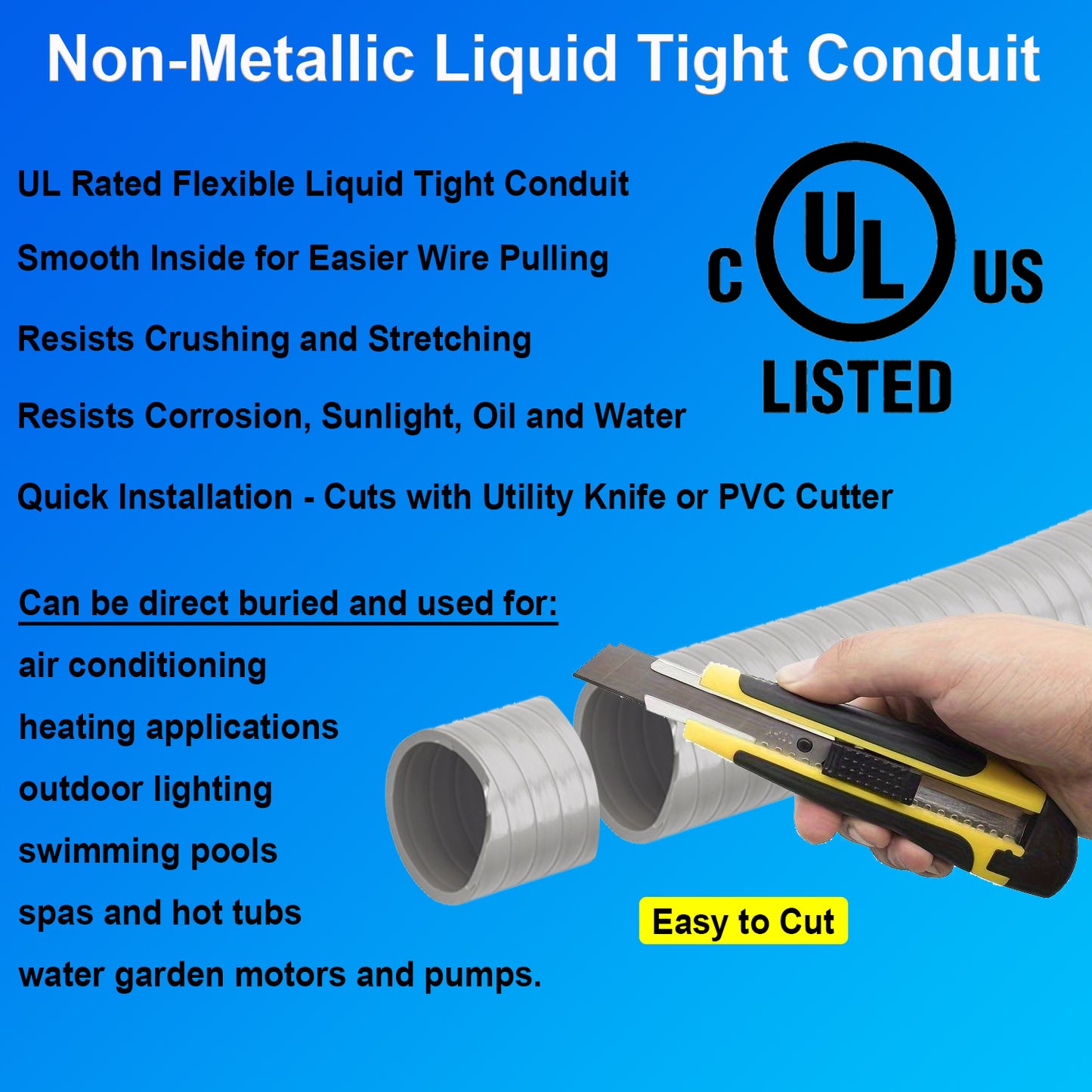 HydroMaxx® Flexible Non-Metallic Liquid Tight Electrical Conduit - UL Rated