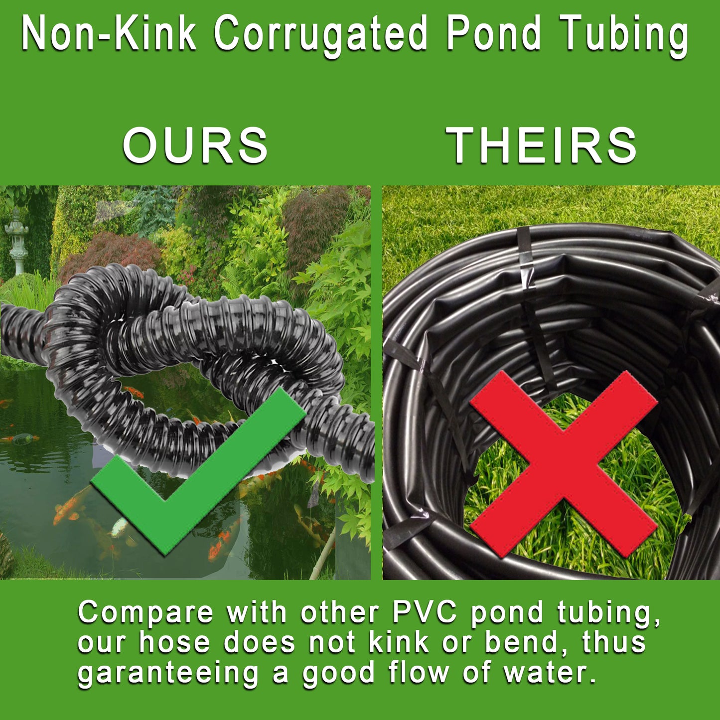 HydroMaxx® Flexible Non-Kink Water Garden Pond Tubing (US or UL Size)