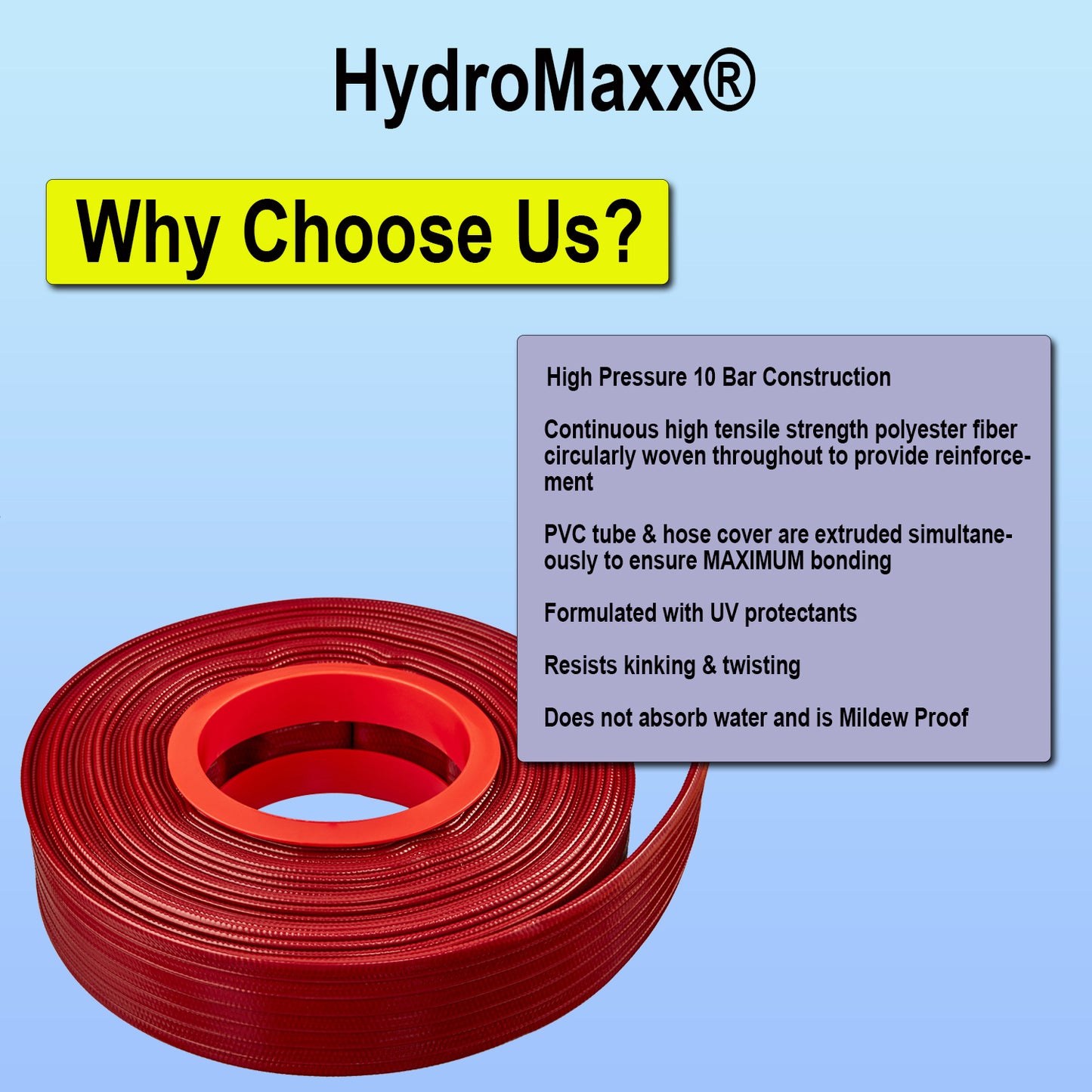 HydroMaxx® 10 Bar High Pressure Lay Flat Discharge Hose