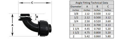 Non-Metallic Nylon Electrical Liquid Tight Conduit 90º Angle Fittings - UL Rated