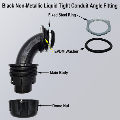 Non-Metallic Nylon Electrical Liquid Tight Conduit 90º Angle Fittings - UL Rated