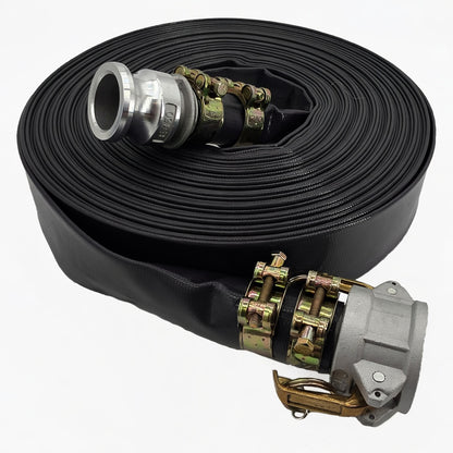 HydroMaxx® 6 Bar Black Lay Flat Discharge and Backwash Hose with Camlocks and Adapters