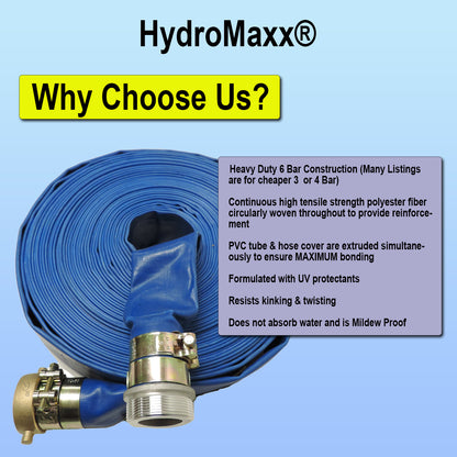HydroMaxx® 6 Bar Lay Flat Discharge and Backwash Hose with Connectors
