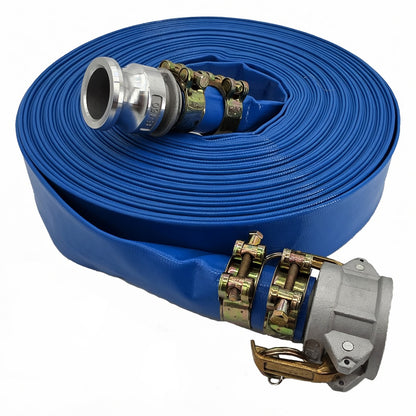 HydroMaxx® 6 Bar Blue Lay Flat Discharge and Backwash Hose with Camlocks and Adapters