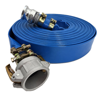 HydroMaxx® 6 Bar Blue Lay Flat Discharge and Backwash Hose with Camlocks and Adapters