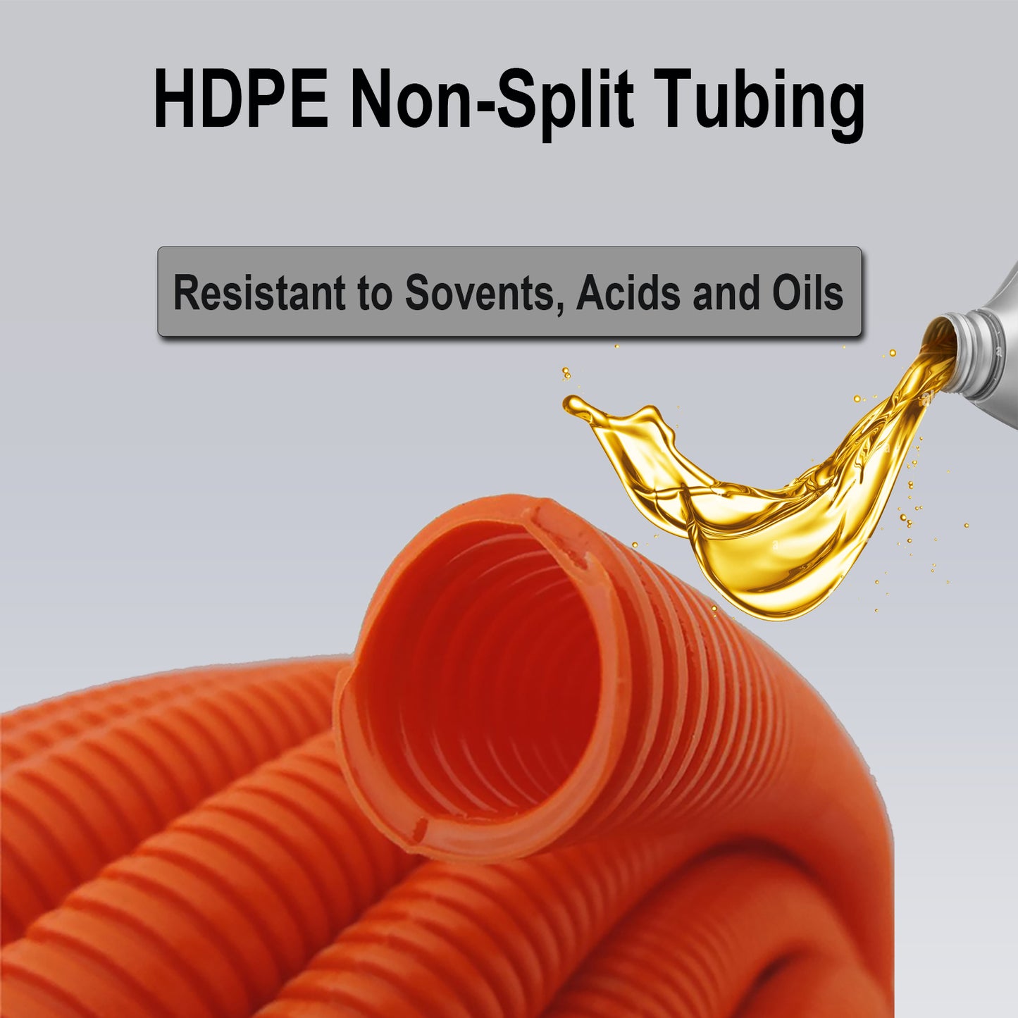 QTY 50 - 1 in. x 100 ft Flexible Corrugated Yellow HDPE NON Split Tubing Wire Loom - FREE SHIPPING