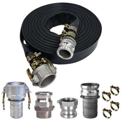 HydroMaxx® 6 Bar Black Lay Flat Discharge and Backwash Hose with Camlocks and Adapters