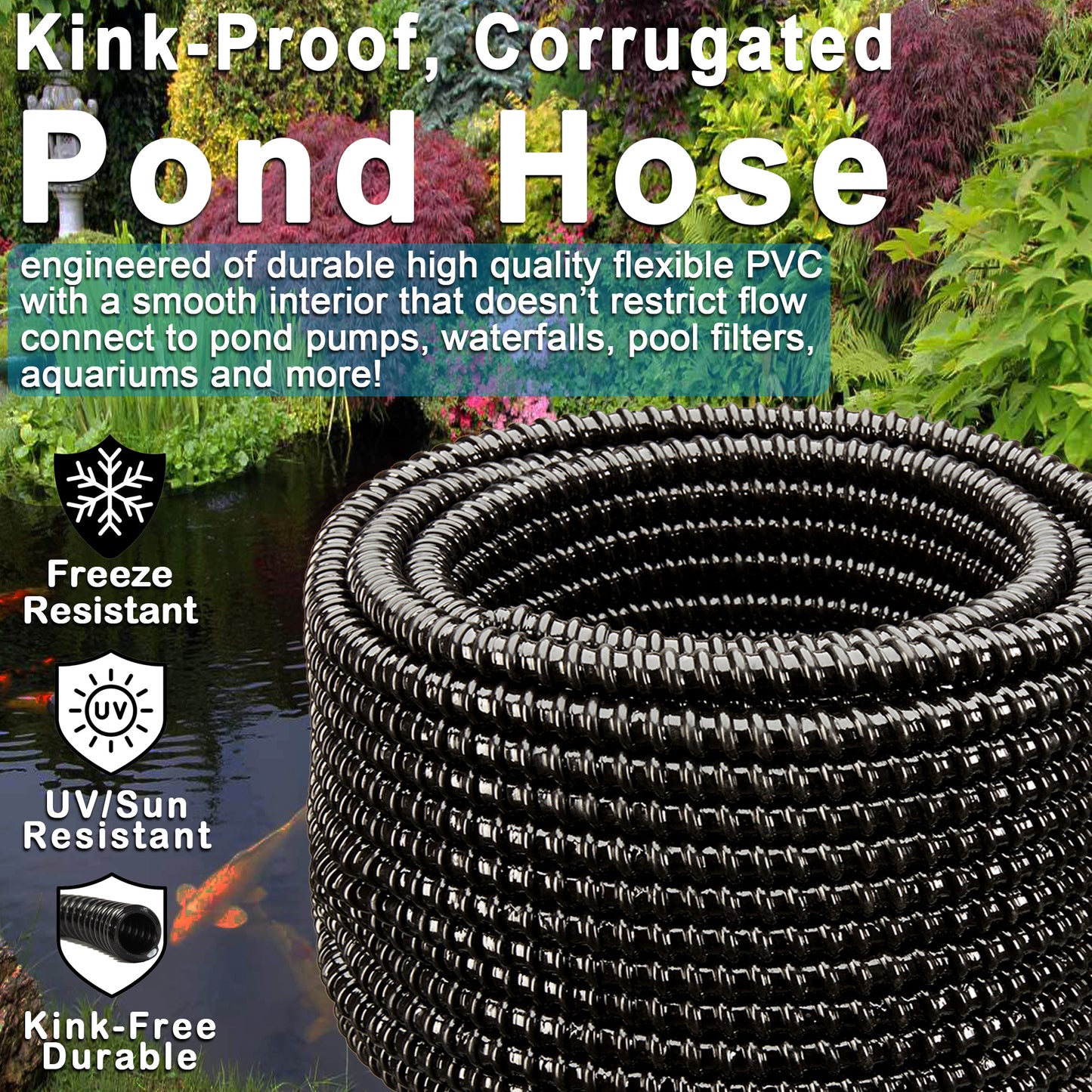 HydroMaxx® Flexible Non-Kink Water Garden Pond Tubing (MM or Metric Size)