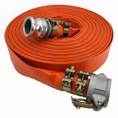 HydroMaxx® 6 Bar Orange Lay Flat Discharge and Backwash Hose with Camlocks and Adapters