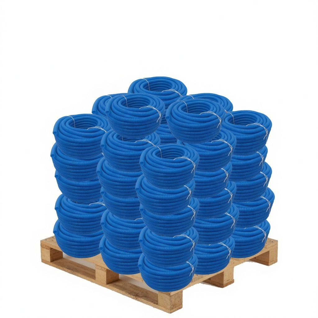 QTY 50 - 1 in. x 100 ft Flexible Corrugated Blue HDPE NON Split Tubing Wire Loom - FREE SHIPPING